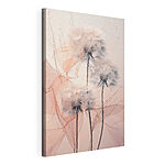 Canvas Schilderijen Groep paardenbloemen met witte en oranje lijnen