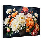 Canvas Schilderijen Vaas met bloemen met een bewolkte hemel
