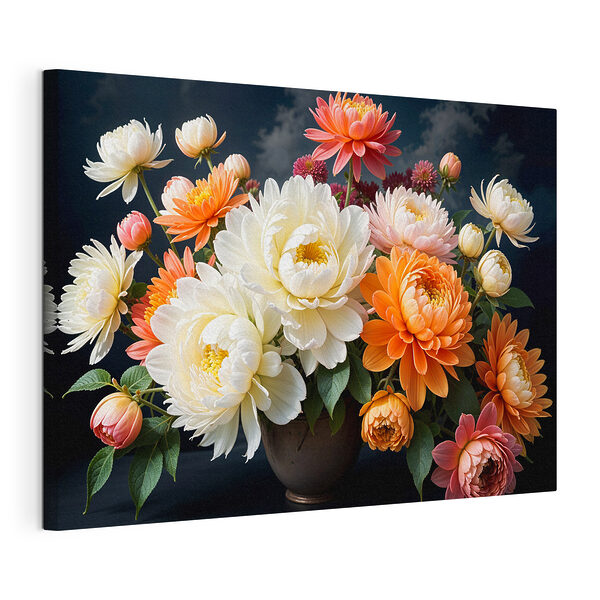 Vaas met bloemen met een bewolkte hemel Canvas Schilderijen Vaas met bloemen met een bewolkte hemel