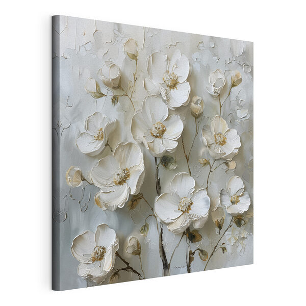 Canvas Schilderijen Schilderij van witte bloemen