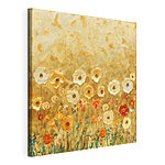 Canvas Schilderijen Schilderij van bloemen op een muur
