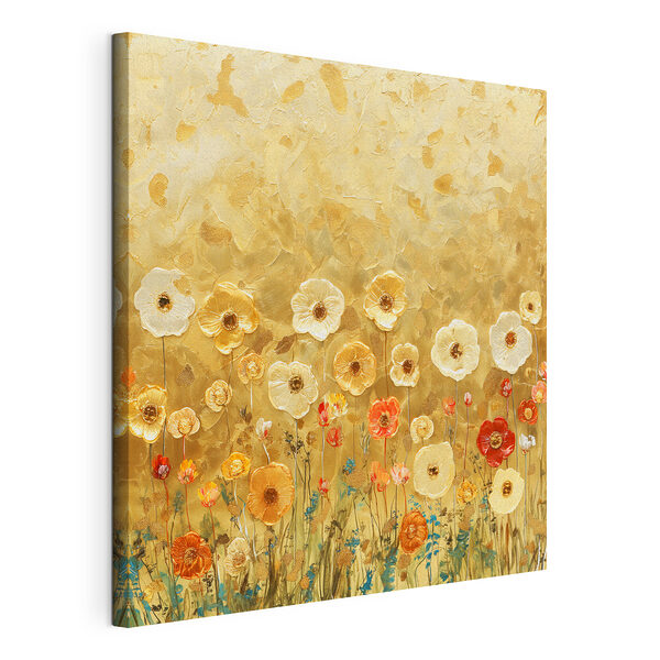 Schilderij van bloemen op een muur Canvas Schilderijen Schilderij van bloemen op een muur