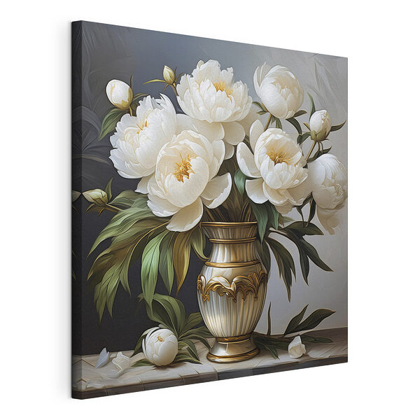 Schilderij van bloemen in een vaas Canvas Schilderijen Schilderij van bloemen in een vaas