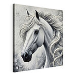 Canvas Schilderijen Wit paard met lang haar