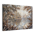 Canvas Schilderijen Rivier met bomen en struiken