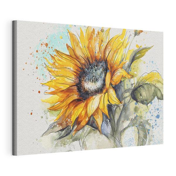 Schilderij van een zonnebloem Canvas Schilderijen Schilderij van een zonnebloem