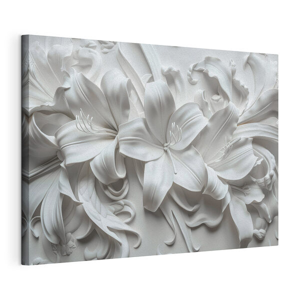 Witte bloem op een wit oppervlak Canvas Schilderijen Witte bloem op een wit oppervlak
