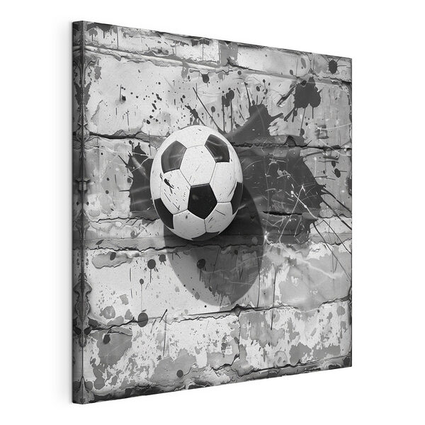 Canvas Schilderijen Voetbal op een geschilderde achtergrond