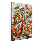 Canvas Schilderijen Pizza met tomaten en basilicum