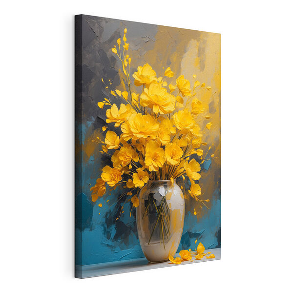 Canvas Schilderijen Vaas met gele bloemen