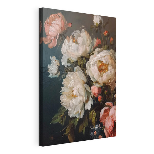 Canvas Schilderijen Schilderij van witte en roze bloemen