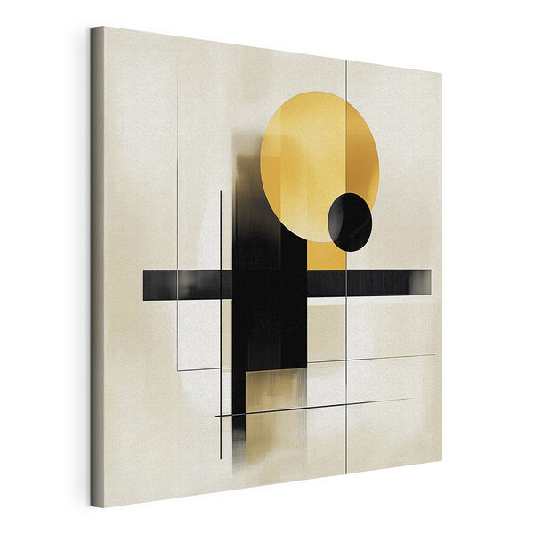 Zwarte en oranje geometrische vormen Canvas Schilderijen Zwarte en oranje geometrische vormen