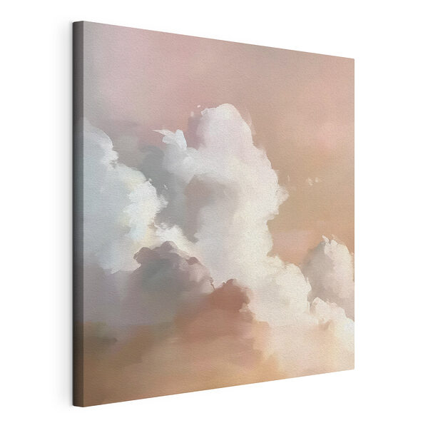 Canvas Schilderijen Roze lucht met wolken
