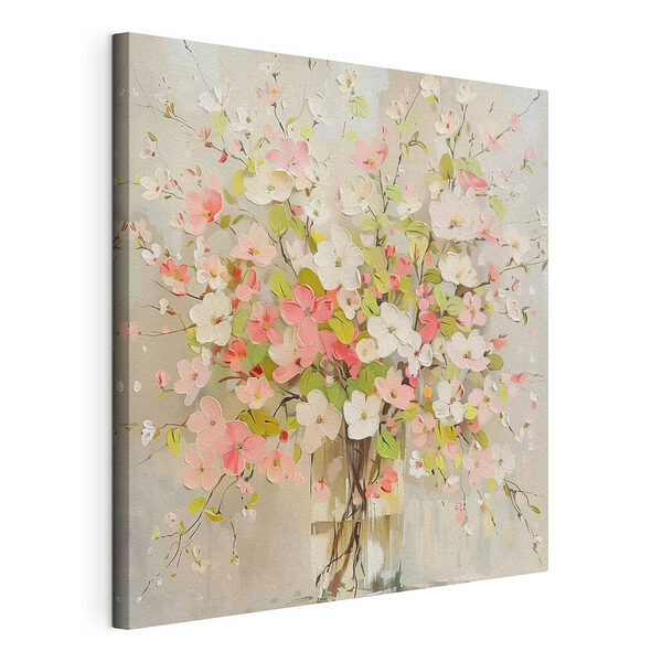 Schilderij van bloemen in een vaas Canvas Schilderijen Schilderij van bloemen in een vaas