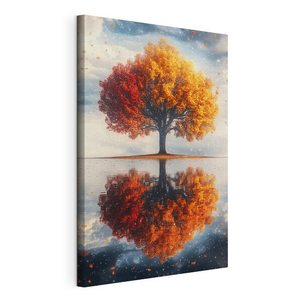 Canvas Schilderijen Boom met oranje bladeren