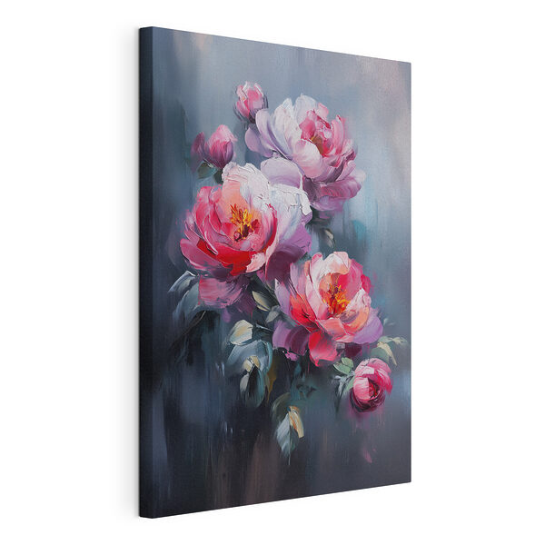 Schilderij van roze bloemen Canvas Schilderijen Schilderij van roze bloemen