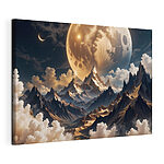 Canvas Schilderijen Maan boven bergen en wolken