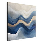 Canvas Schilderijen Blauwe en witte golvende lijnen