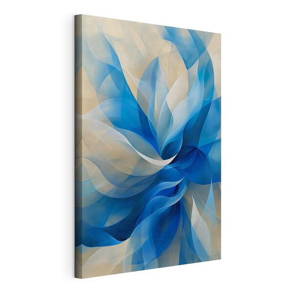 Blauw met witte bloem Canvas Schilderijen Blauw met witte bloem