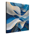 Canvas Schilderijen Blauwe en witte golvende lijnen