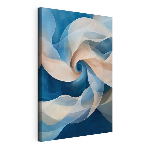 Canvas Schilderijen Blauw en wit zwierig patroon