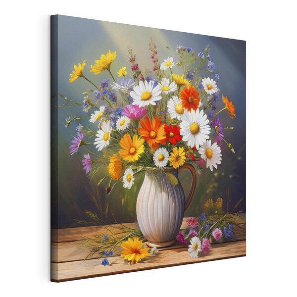 Schilderij van een vaas met bloemen Canvas Schilderijen Schilderij van een vaas met bloemen