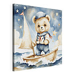 Canvas Schilderijen Teddybeer in een matrozenpakje op een boot