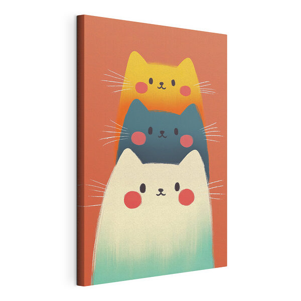 Groep katten op roze achtergrond Canvas Schilderijen Groep katten op roze achtergrond