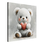 Canvas Schilderijen Witte teddybeer met hart