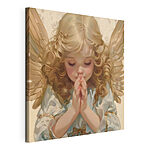 Canvas Schilderijen Kind met blond haar en vleugels bidt