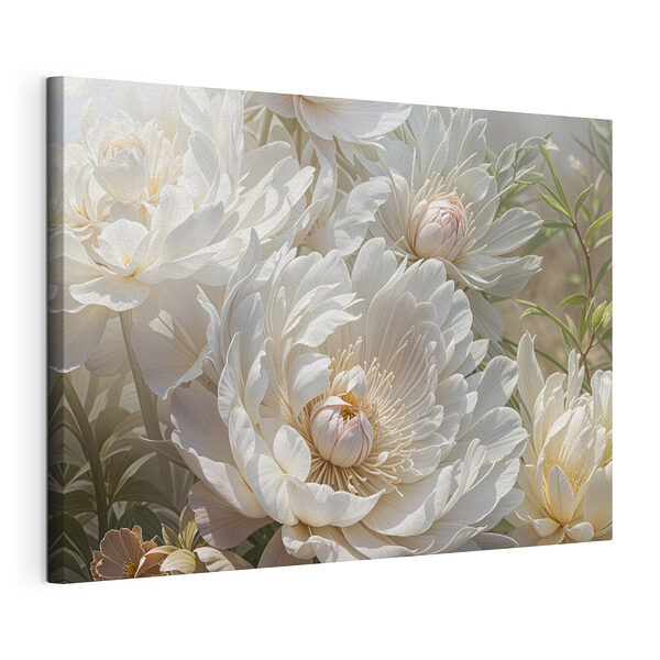 Groep witte bloemen Canvas Schilderijen Groep witte bloemen