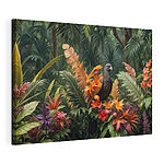 Canvas Schilderijen Vogel zittend op een bloem