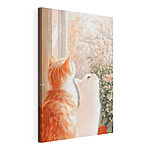 Canvas Schilderijen Twee katten kijken uit een raam