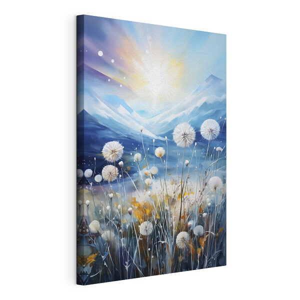 Schilderij van een veld paardenbloemen Canvas Schilderijen Schilderij van een veld paardenbloemen