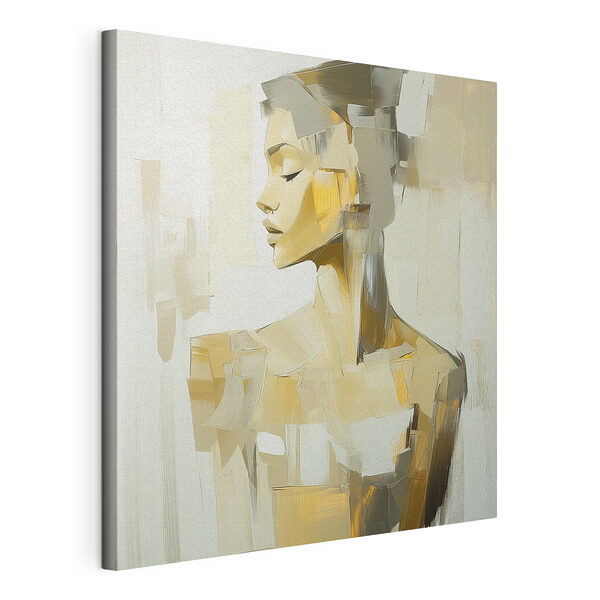 Canvas Schilderijen Abstracte overpeinzing in beige tinten
