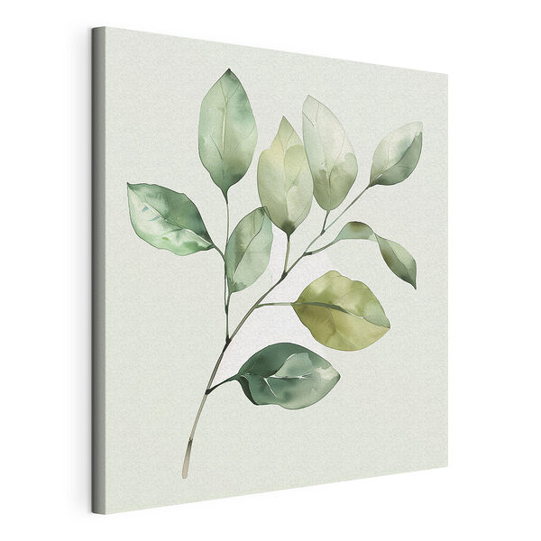 Groene bladplant met witte achtergrond Canvas Schilderijen Groene bladplant met witte achtergrond