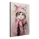 Canvas Schilderijen Schilderij van een kat met sjaal