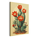 Canvas Schilderijen Cactus met rode bloemen