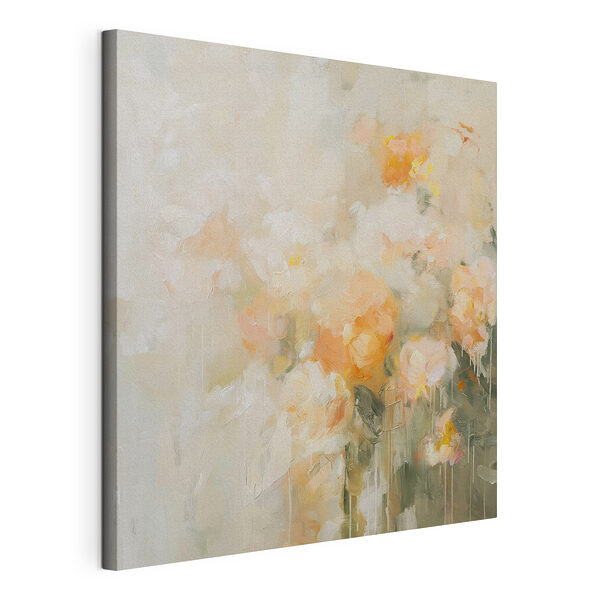 Schilderij van bloemen op een wit oppervlak Canvas Schilderijen Schilderij van bloemen op een wit oppervlak