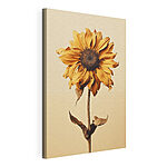 Canvas Schilderijen Zonnebloem met bruin hart