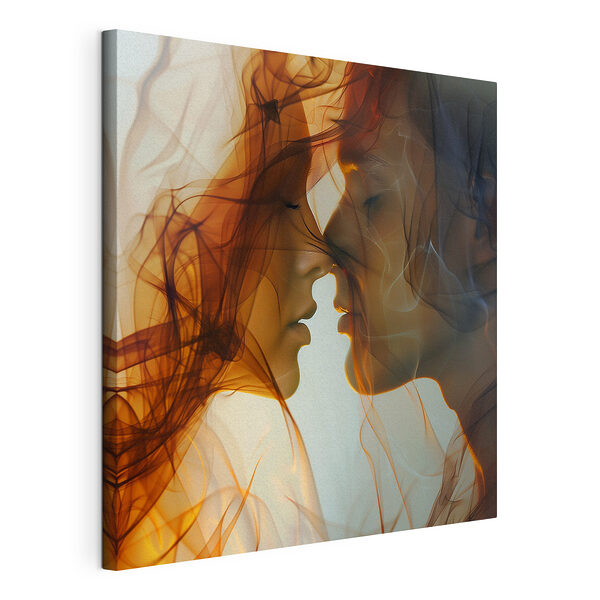 Man en vrouw met rook Canvas Schilderijen Man en vrouw met rook