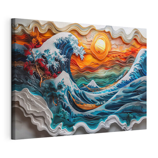 Canvas Schilderijen Schilderij van een golf