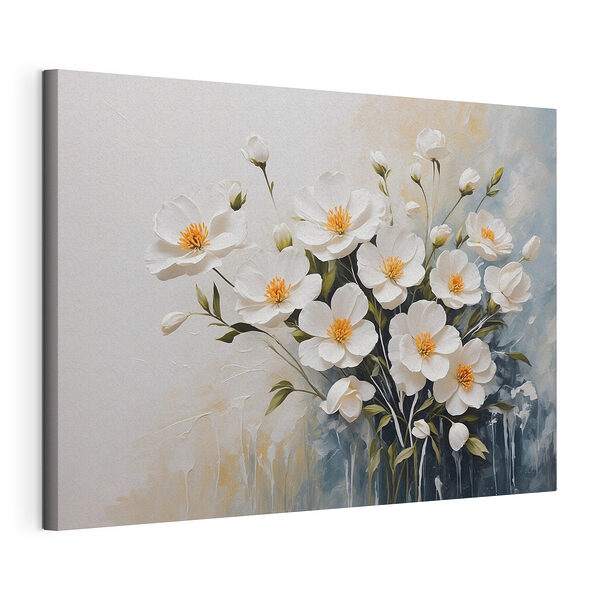 Canvas Schilderijen Schilderij van witte bloemen