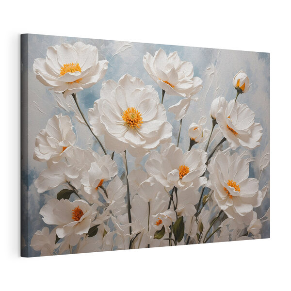 Groep witte bloemen Canvas Schilderijen Groep witte bloemen