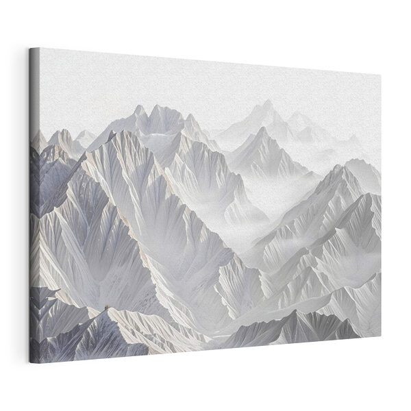 Besneeuwde bergketen met wolken Canvas Schilderijen Besneeuwde bergketen met wolken