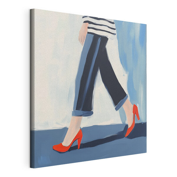 Canvas Schilderijen Vrouw met rode schoenen