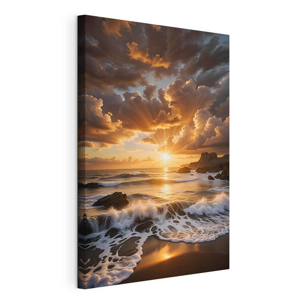 Zonsondergang boven water Canvas Schilderijen Zonsondergang boven water
