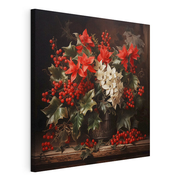 Schilderen van bloemen en bessen Canvas Schilderijen Schilderen van bloemen en bessen