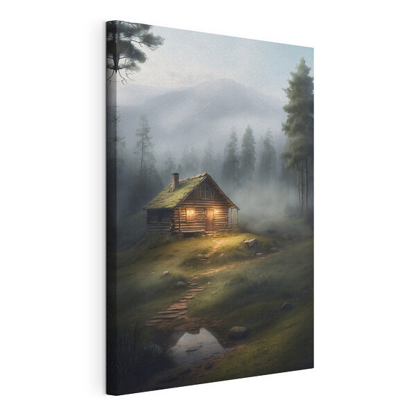 Blokhut in het bos Canvas Schilderijen Blokhut in het bos