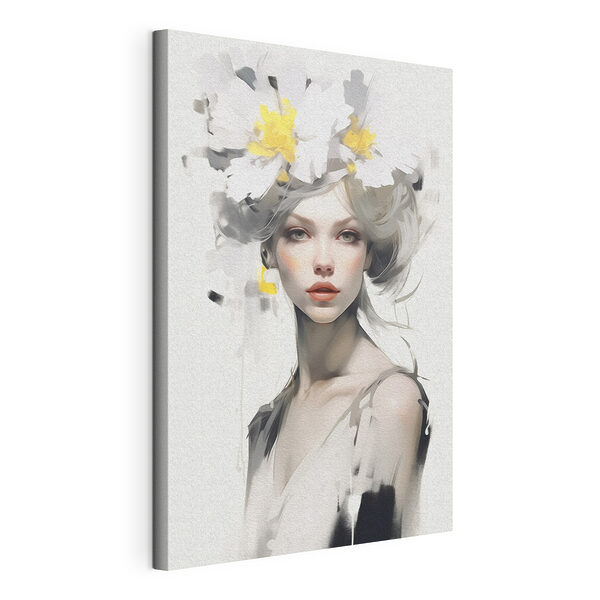 Canvas Schilderijen Vrouw met bloemen in haar haar